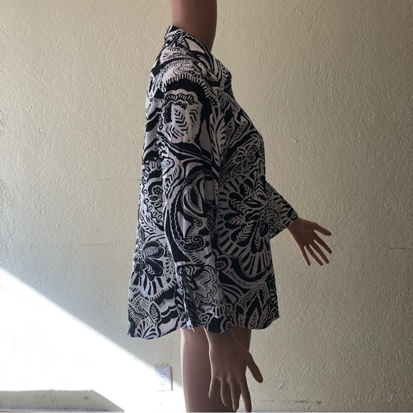 Lauren Ralph Lauren Women’s Black/White Floral Blouse Size L Button-Up Collared - Picture 4 of 16